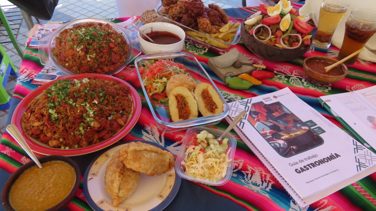 Traditional Bolivian food spread